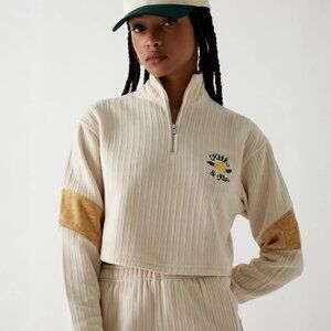 Kith Women Rae Bonded Pointelle Quarter-Zip - Gold and Cream